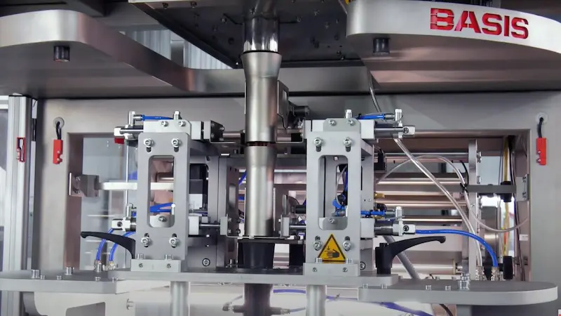 Packaging of long products snack sausages on BASIS VFFS machine